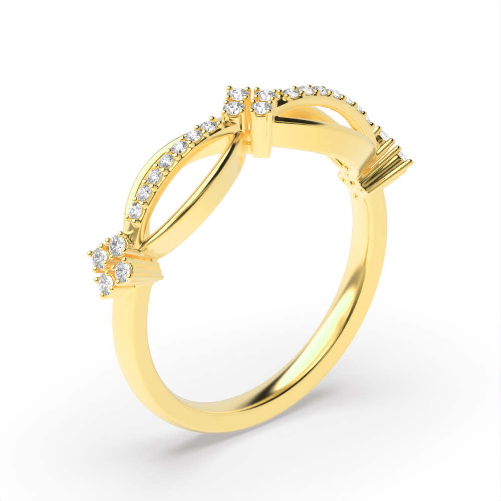 4 Prong Round Yellow Gold Aurora unique Unusual Eternity Rings Diamond Ring