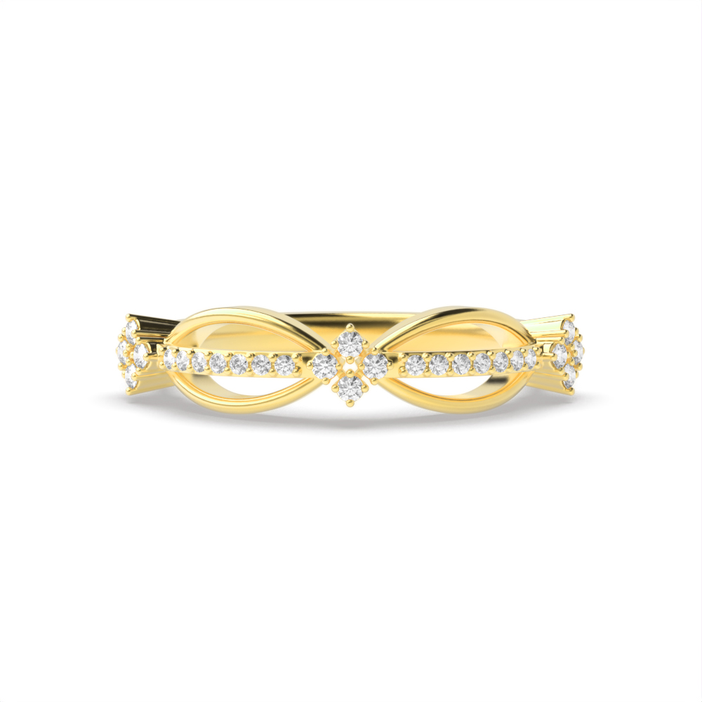 4 Prong Round Yellow Gold Aurora unique Unusual Eternity Rings Diamond Ring