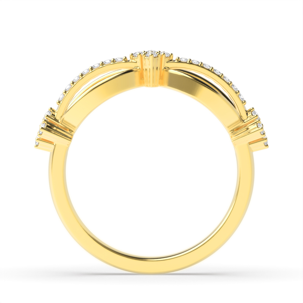 4 Prong Round Yellow Gold Aurora unique Unusual Eternity Rings Diamond Ring