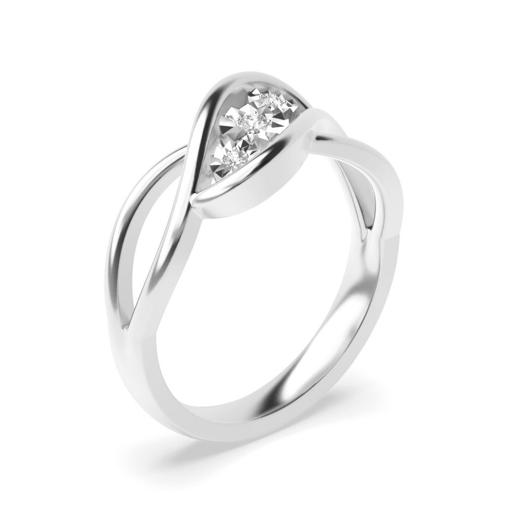 3 round diamond illusion set ring