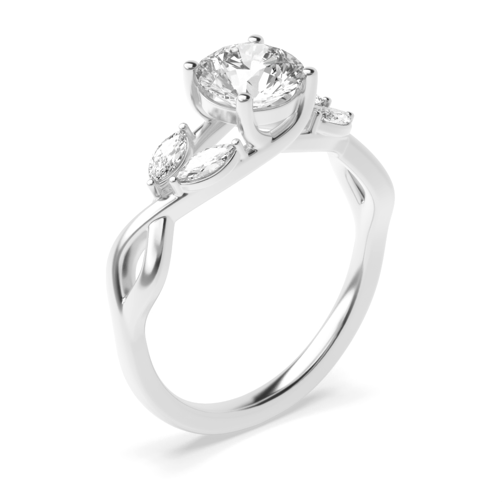 4 prong setting round shape side stone ring