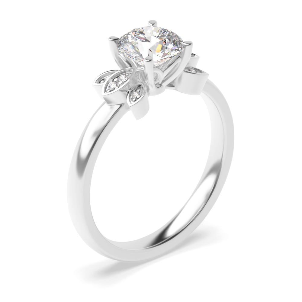 4 prong setting round shape unique engagement ring
