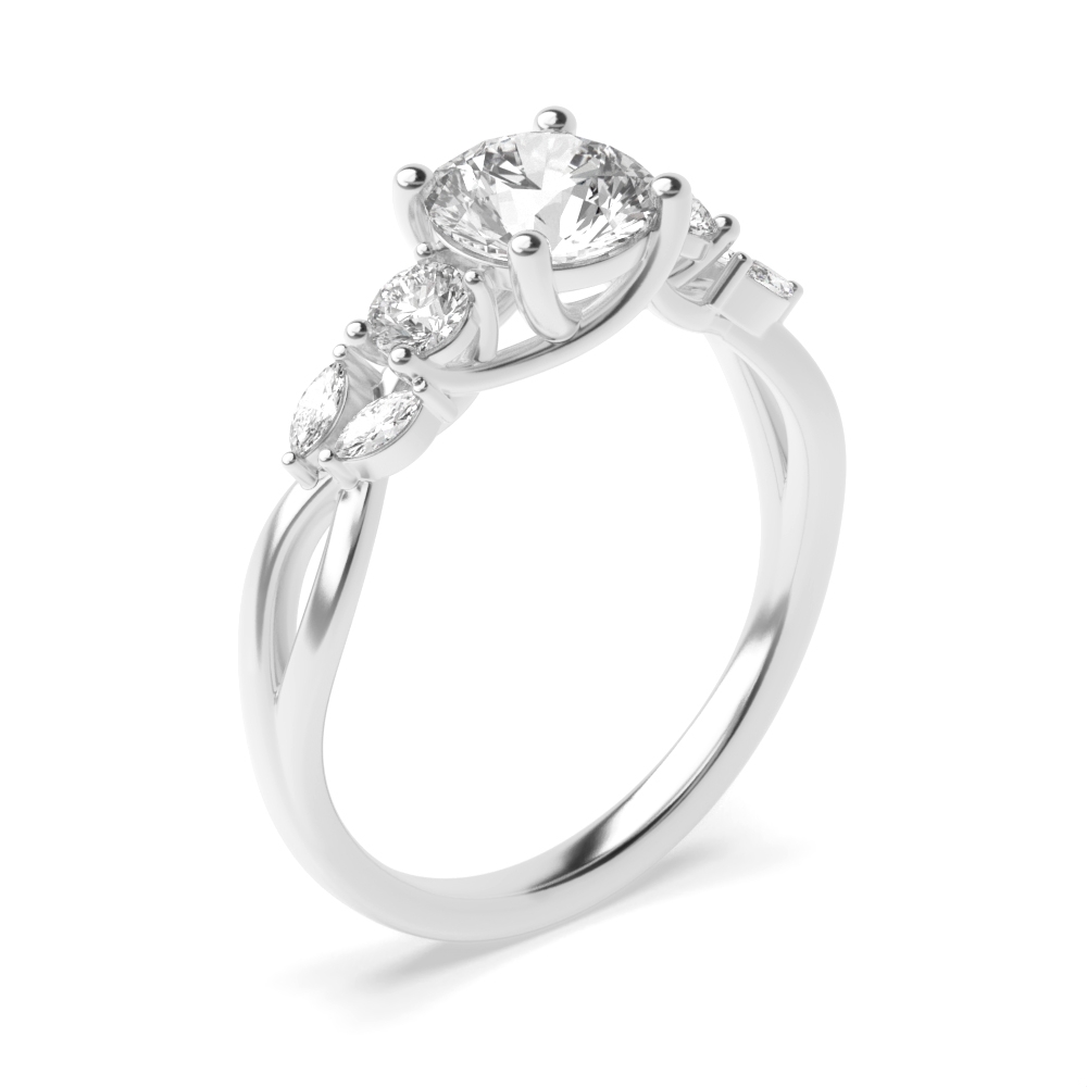 4 prong setting round shape diamond unusual engagement ring