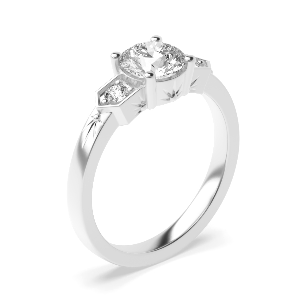 4 prong setting round shape trilogy ring