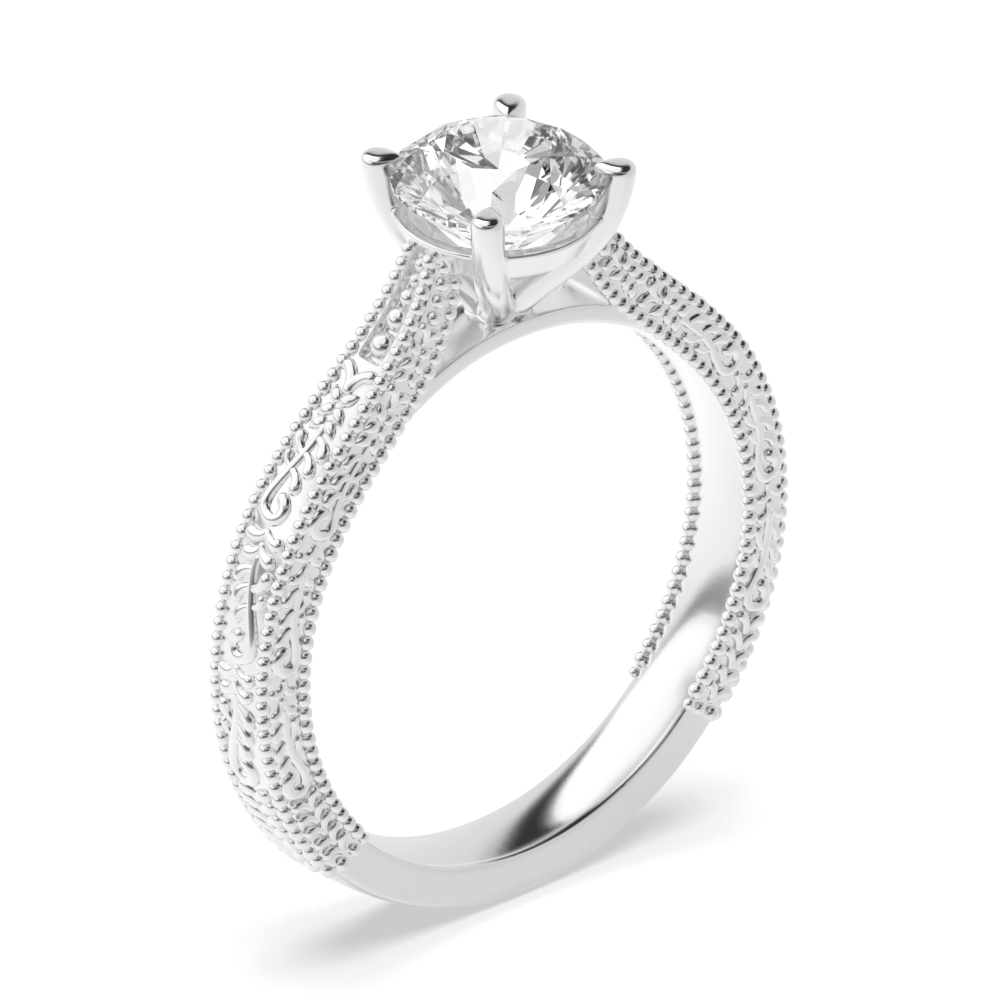 4 prong setting round shape vintage solitaire ring