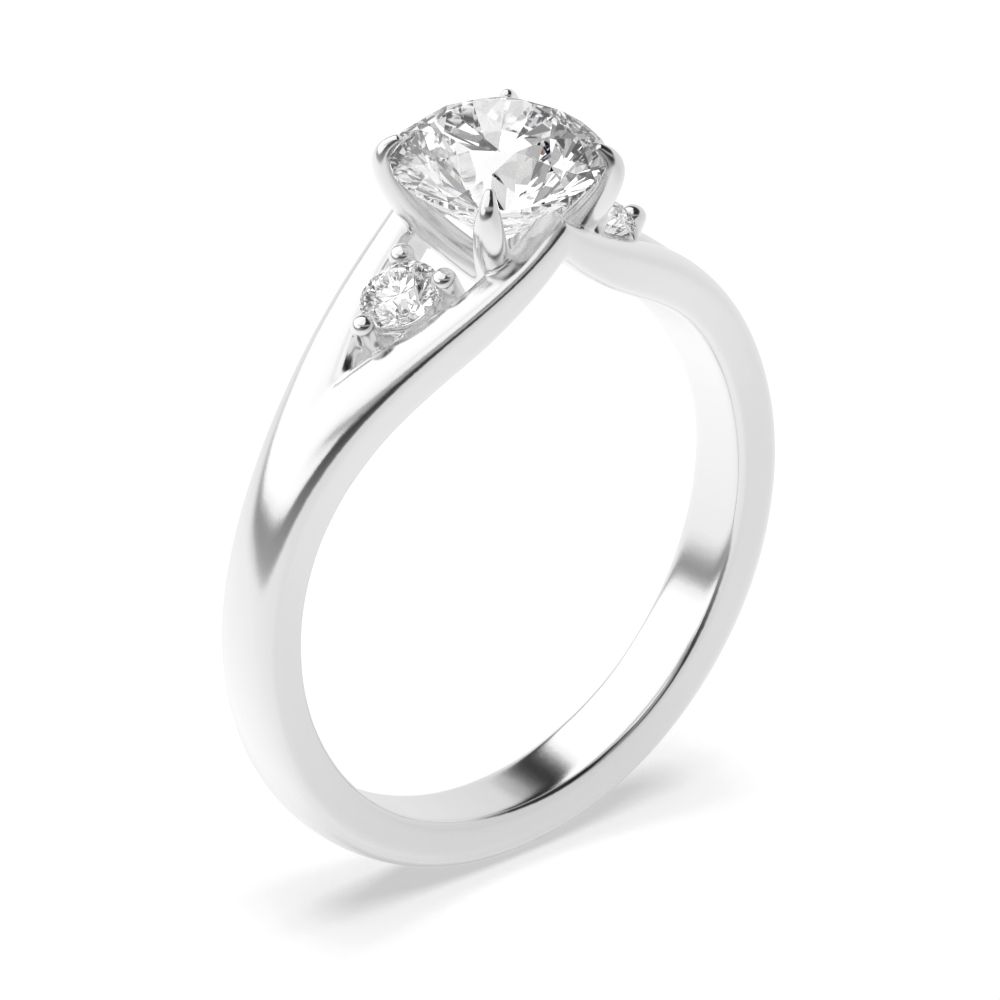 4 prong setting round shape trilogy diamond ring