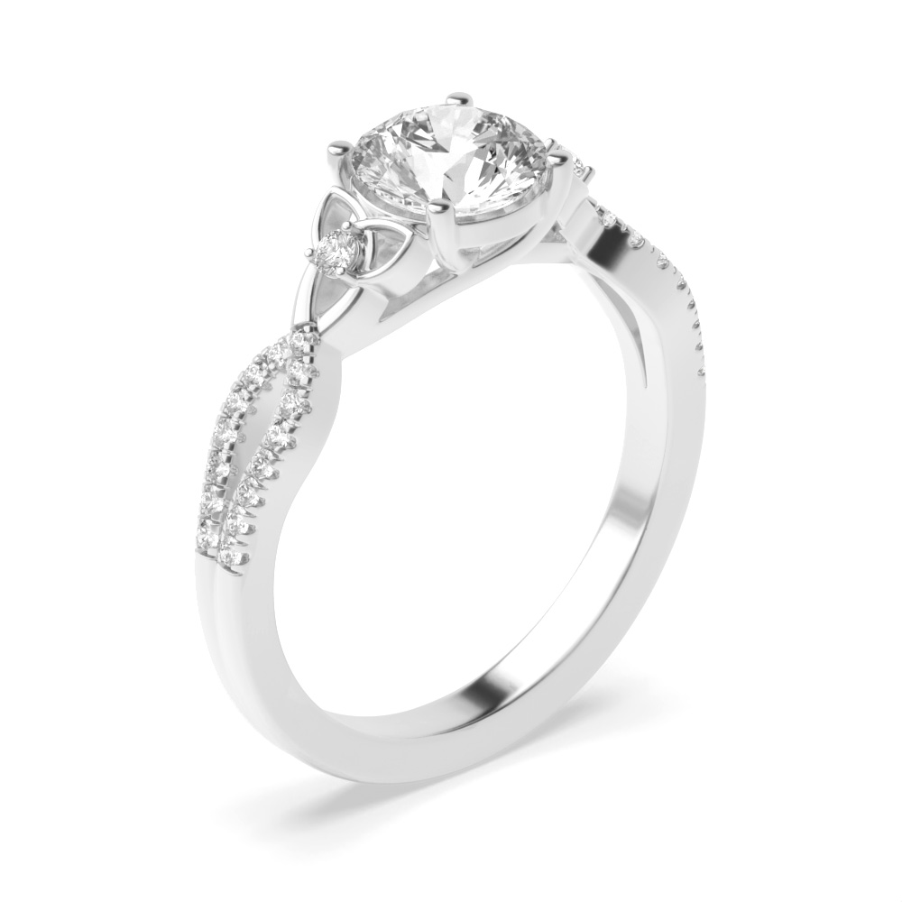 4 prong setting round shape diamond twisted engagement ring
