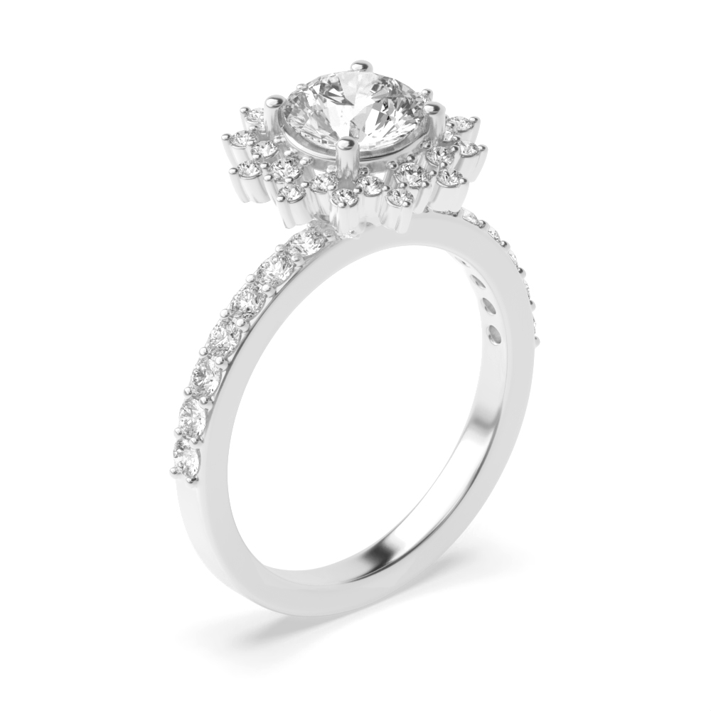 4 prong setting round shape diamond halo ring