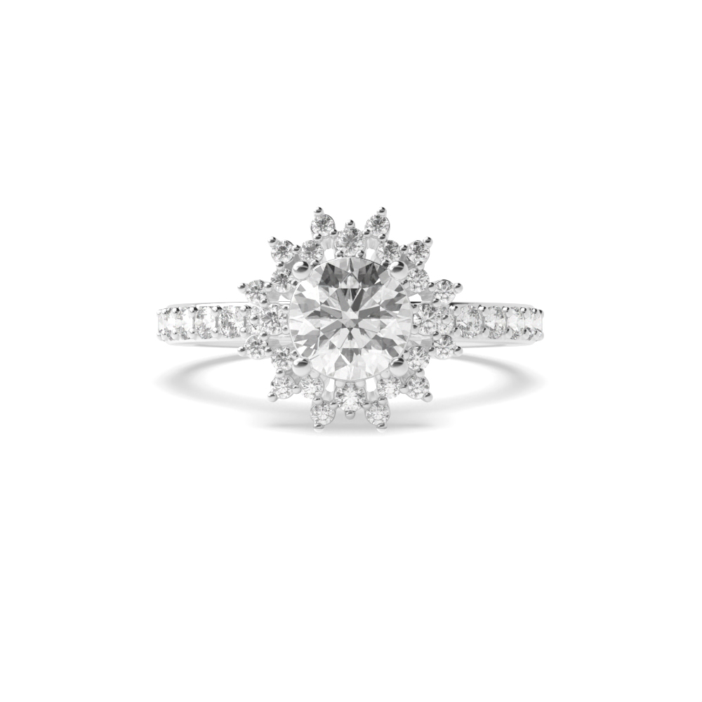 4 Prong Round Styled flower halo Lab Grown Halo Diamond Ring