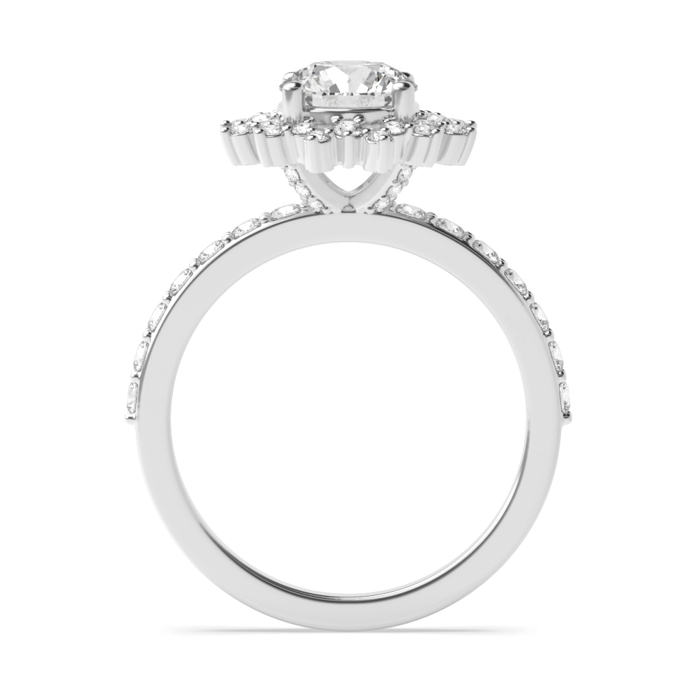 4 Prong Round Styled flower halo Lab Grown Halo Diamond Ring