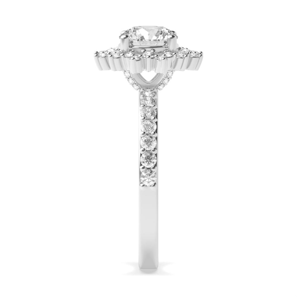 4 Prong Round Styled flower halo Lab Grown Halo Diamond Ring