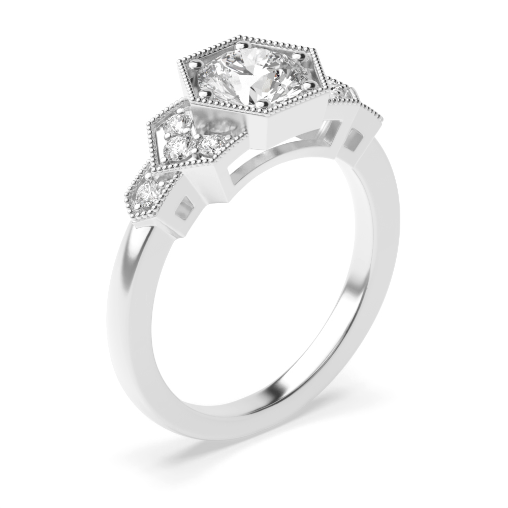 pave setting round shape engagement diamond ring