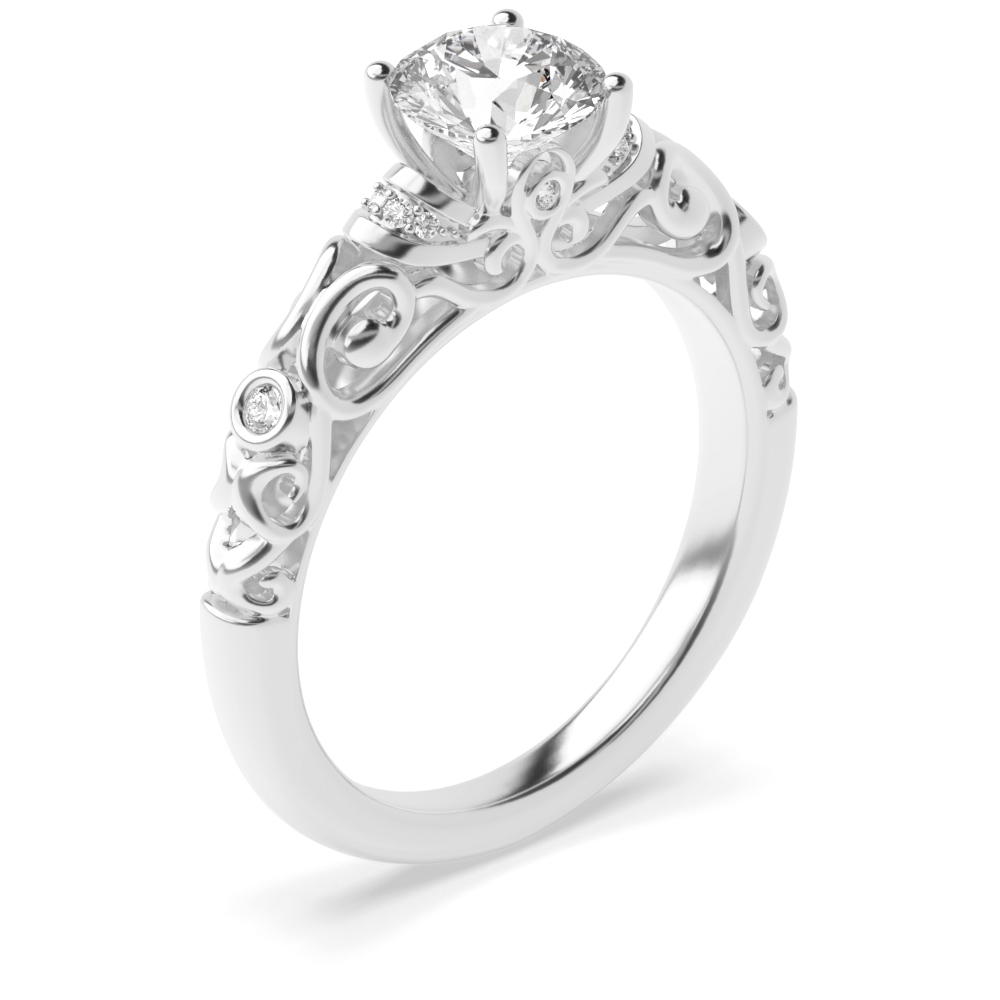 4 prong setting round shape vintage engagement ring