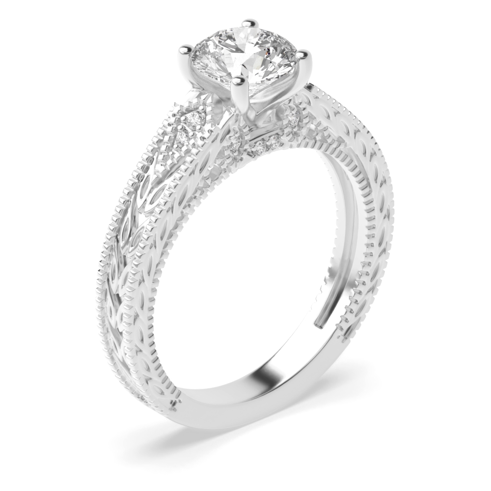 4 prong setting round shape vintage style engagement ring