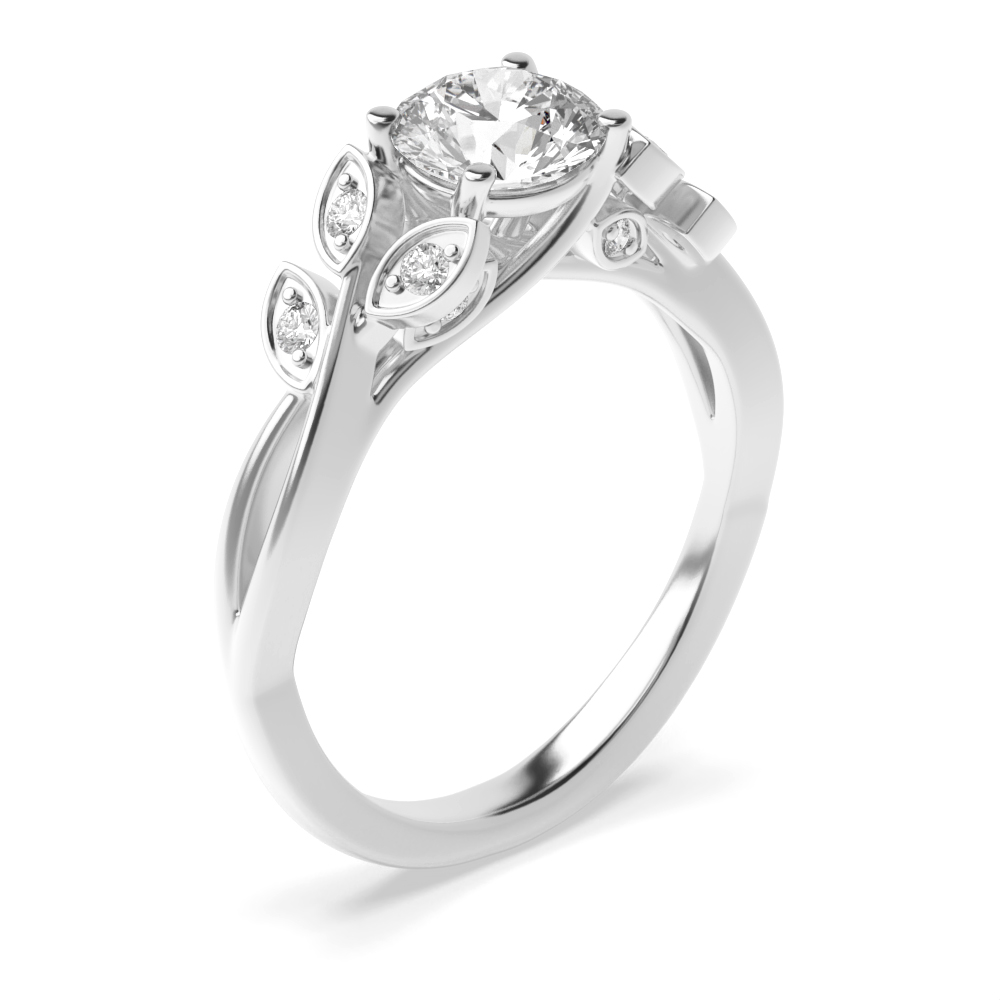 round shape 4 prong seetting unique engagement ring