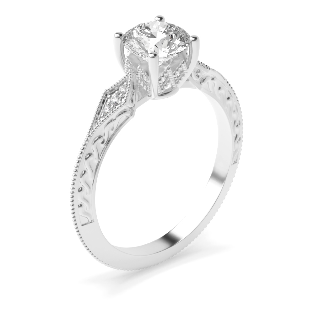 4 prong setting round shape style engagement ring