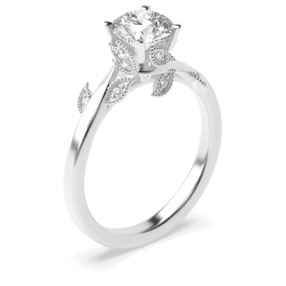 4 prong setting round shape engagement diamond ring