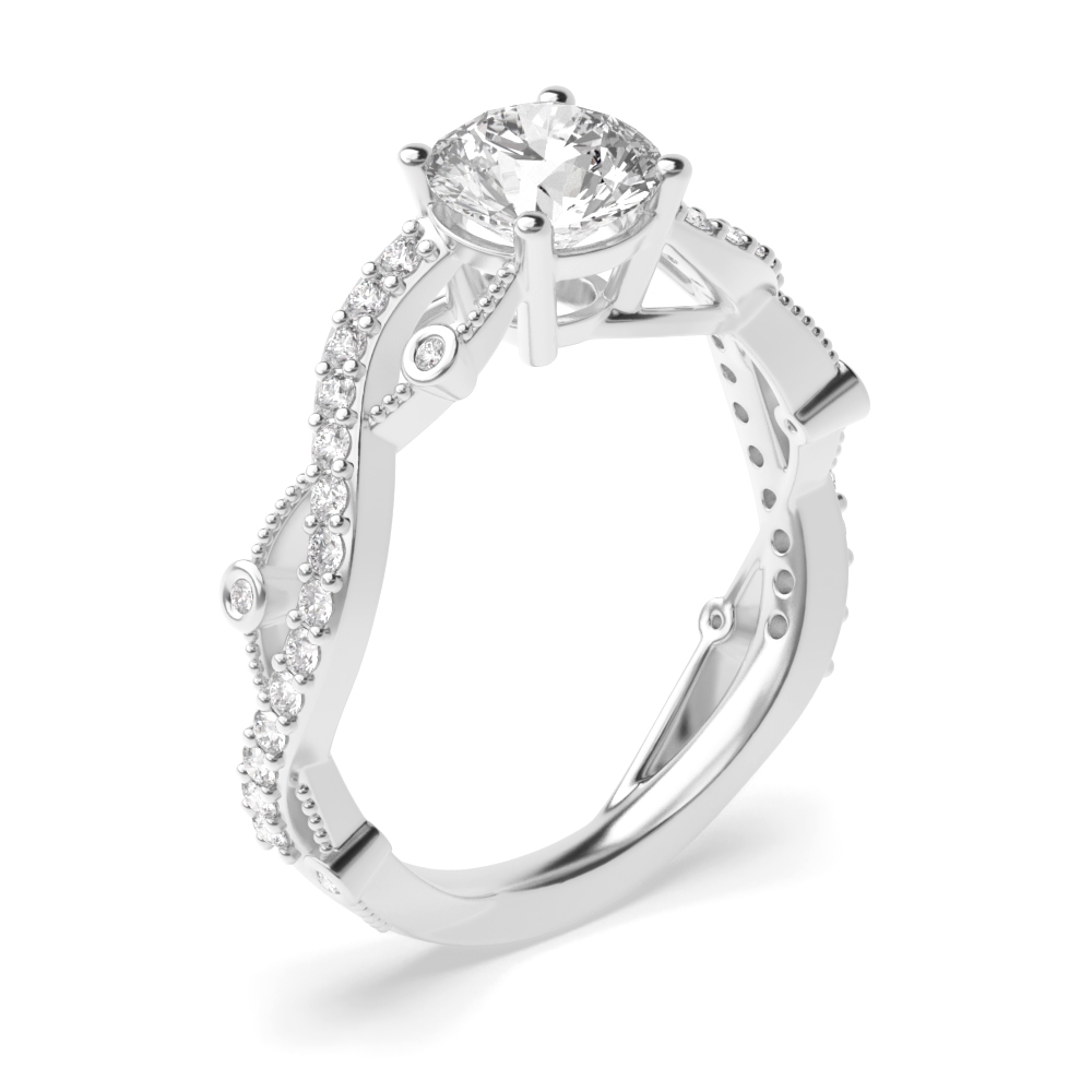 4 prong setting round shape twisted engagement ring