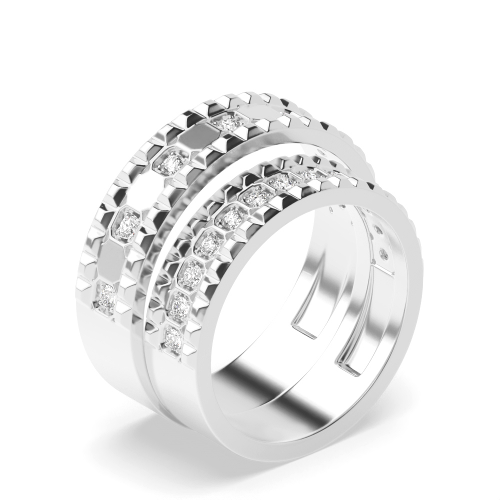 channel setting round shape diamond matching band ring