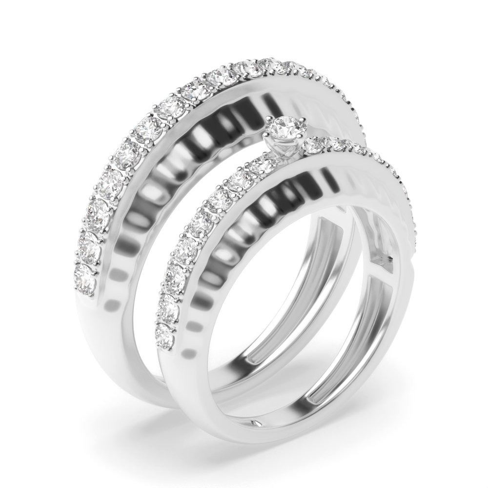 4 prong setting round shape diamond couple wedding band ring
