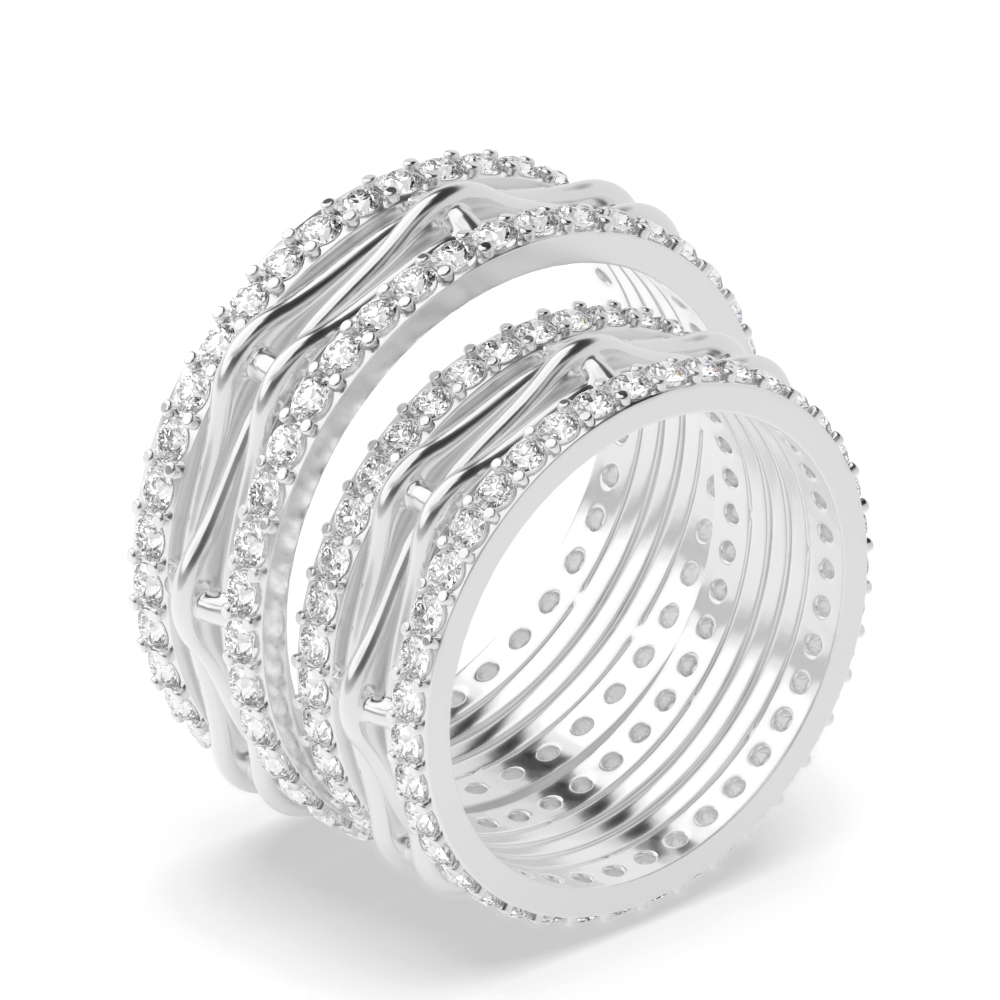 4 prong setting round shape diamond unusual style diamond couple ring