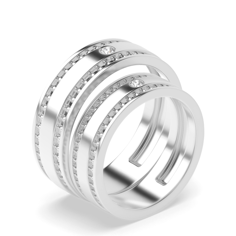 flush setting round shape eye catchy style band for couple