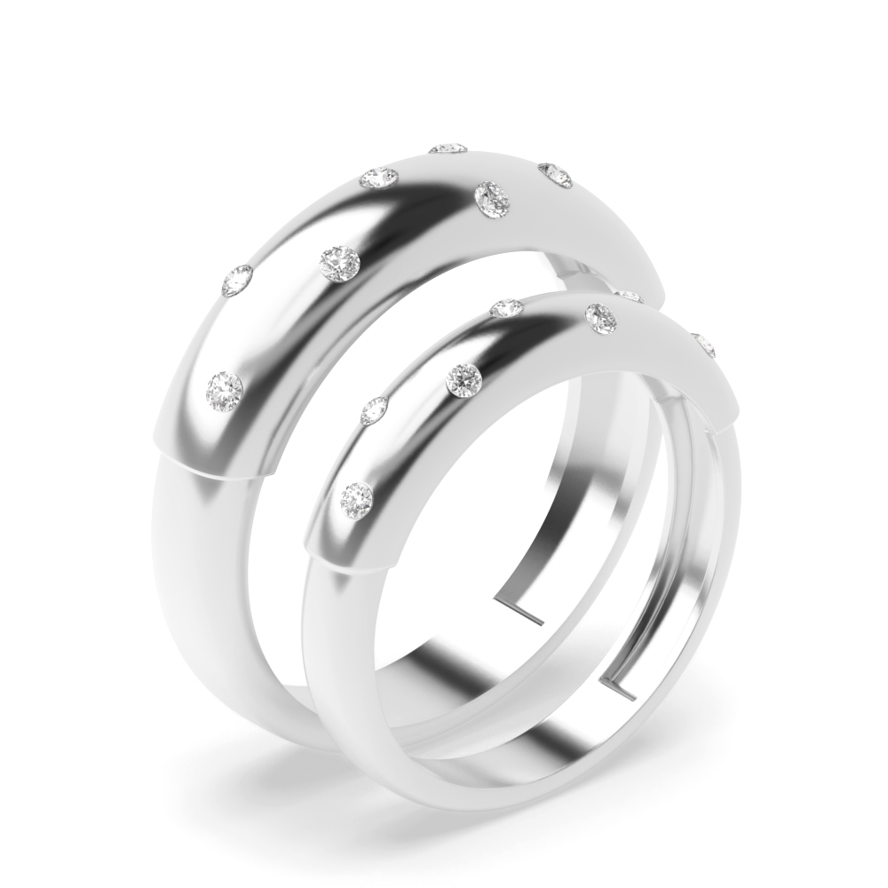 4 prong setting round shape diamond couple band ring