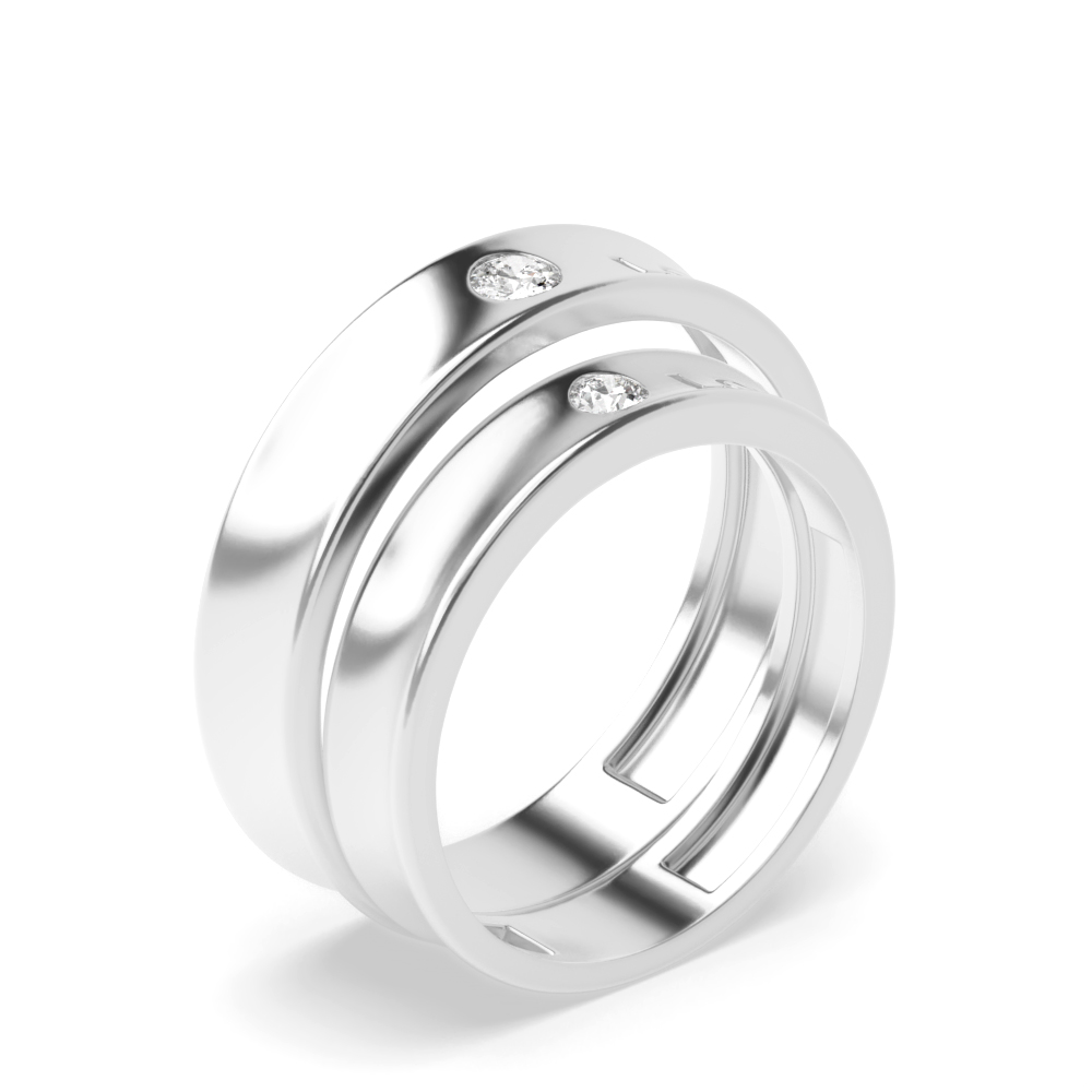 bezel setting round shape specially made for love ones couple band ring