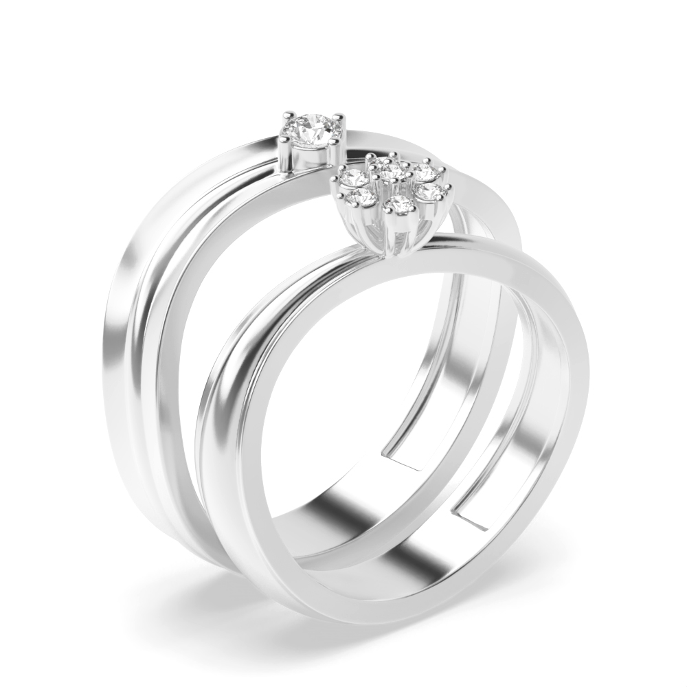 4 prong setting round shape diamond unusual style matching band ring