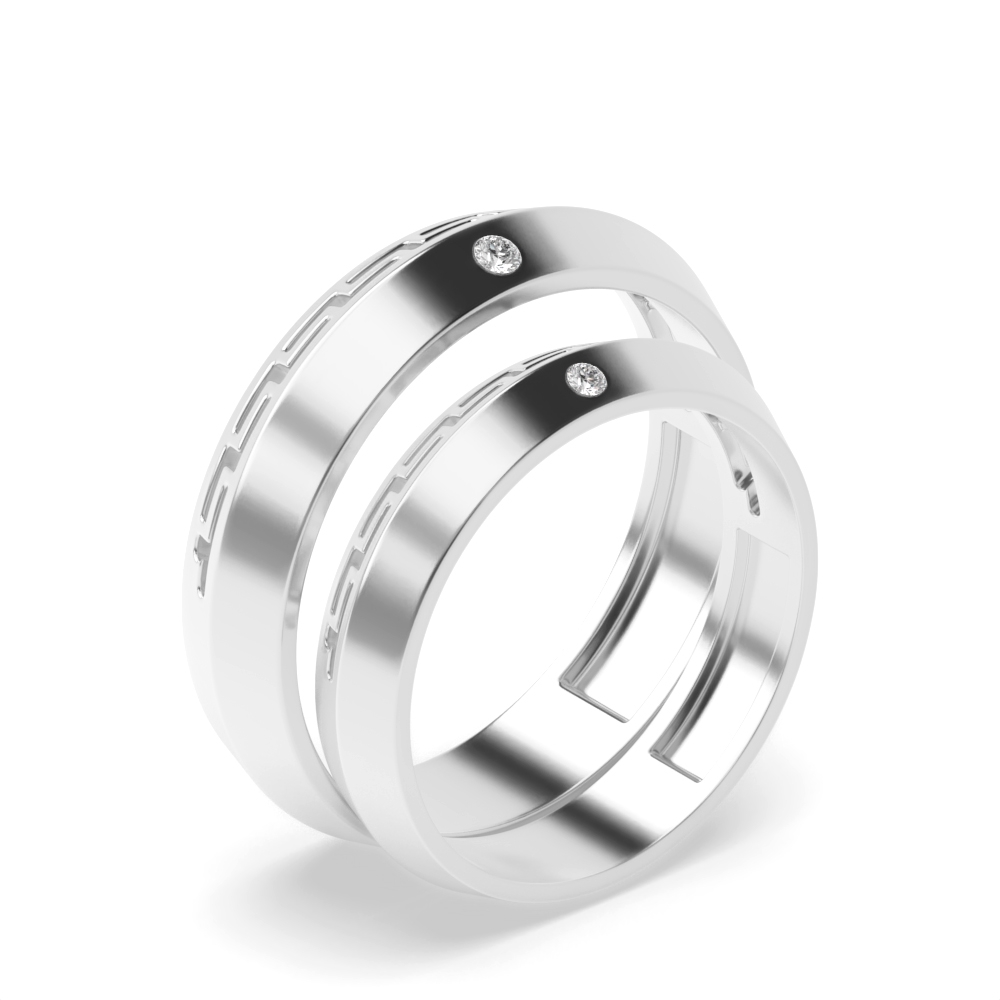 knife edge style round shape diamond couple band ring