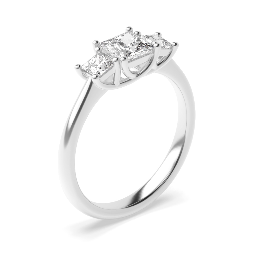 4 Prong Princess Naturally Mined Diamond Trilogy Engagement Ring