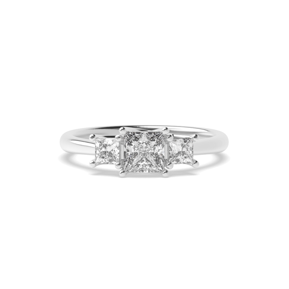 4 Prong Princess Naturally Mined Diamond Trilogy Engagement Ring