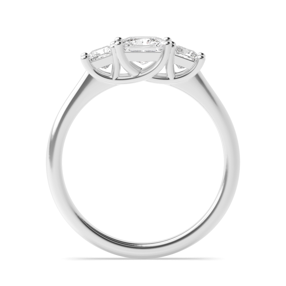 4 Prong Princess Naturally Mined Diamond Trilogy Engagement Ring