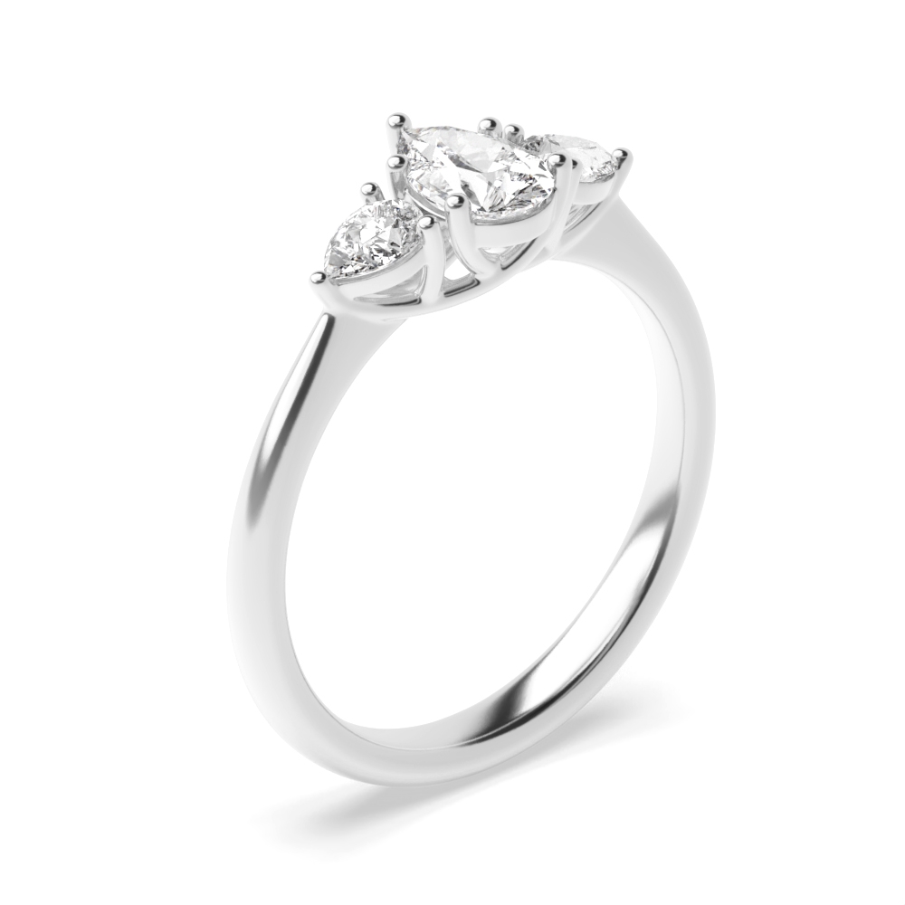 prong setting pear trilogy diamond engagement ring