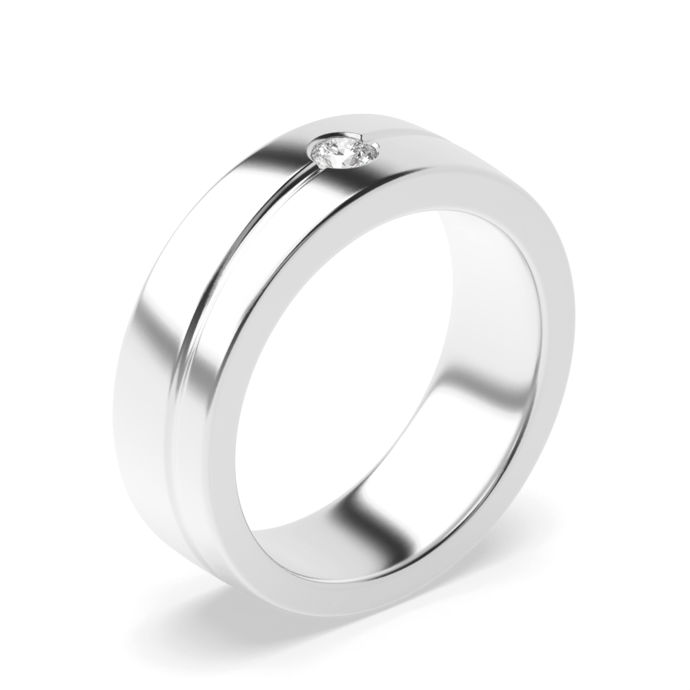 flush setting round shape mens diamond wedding ring