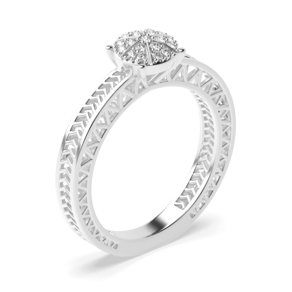 pave setting round shape diamond engagement ring