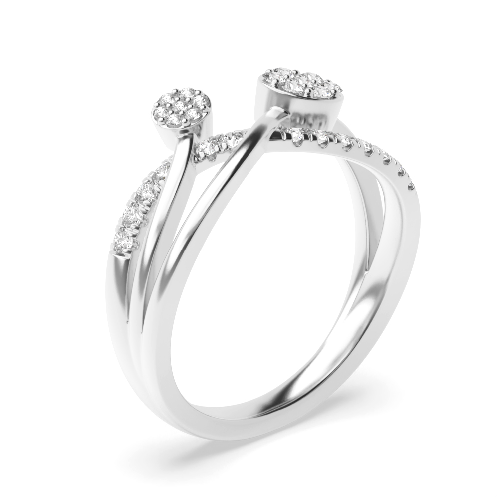 4 prong setting round shape diamond cluster ring
