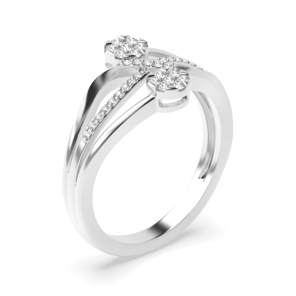 4 prong setting round shape diamond cluster designer ring