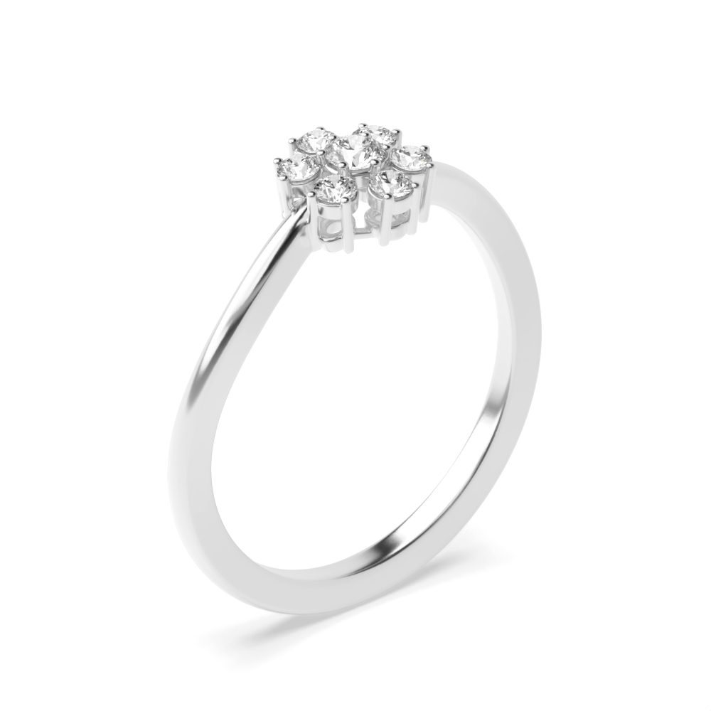 3 prong setting round shape diamond cluster ring