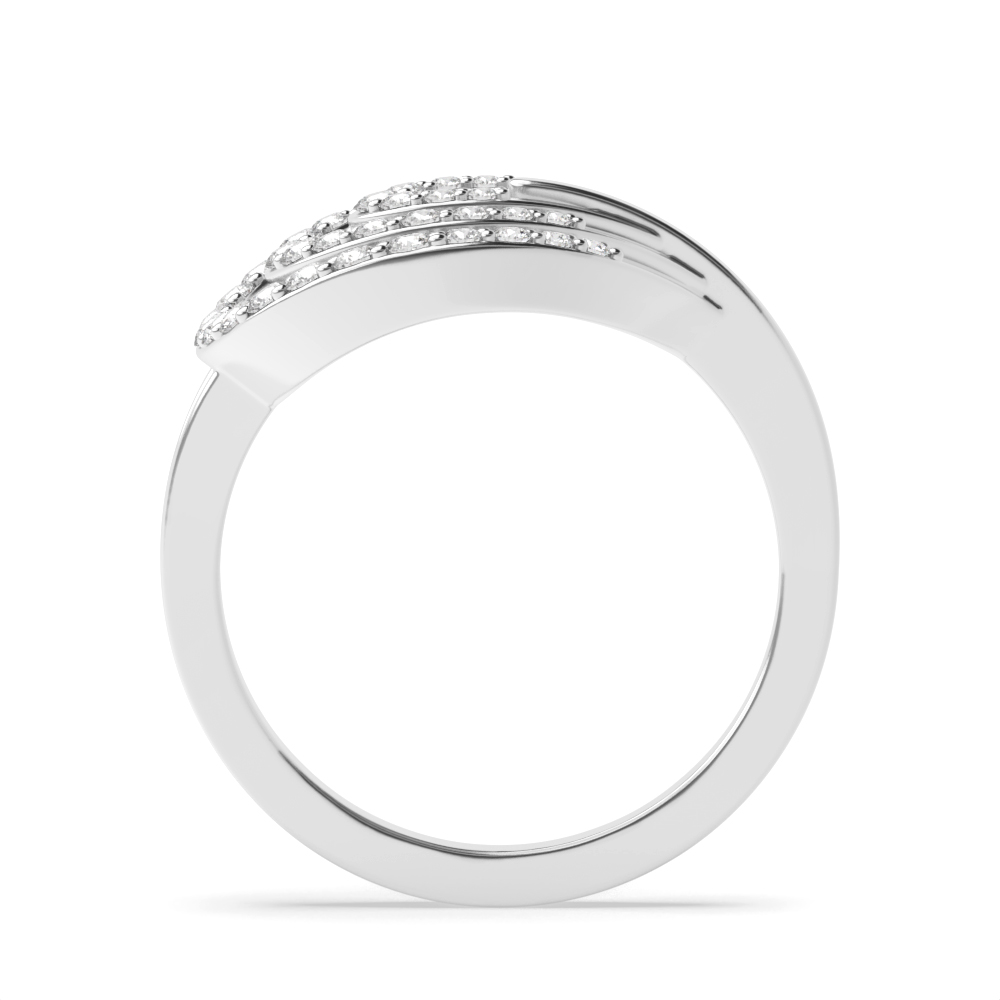 4 Prong Round White Gold Swirl Cluster Diamond Ring