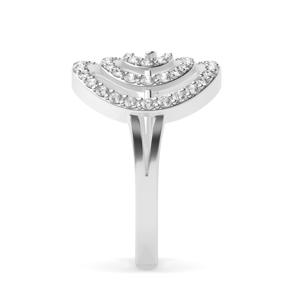 4 Prong Round White Gold Swirl Cluster Diamond Ring