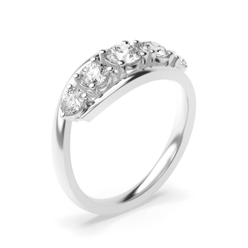 Classic Five Stone Round Brilliant Cut Diamond Crossover Ring