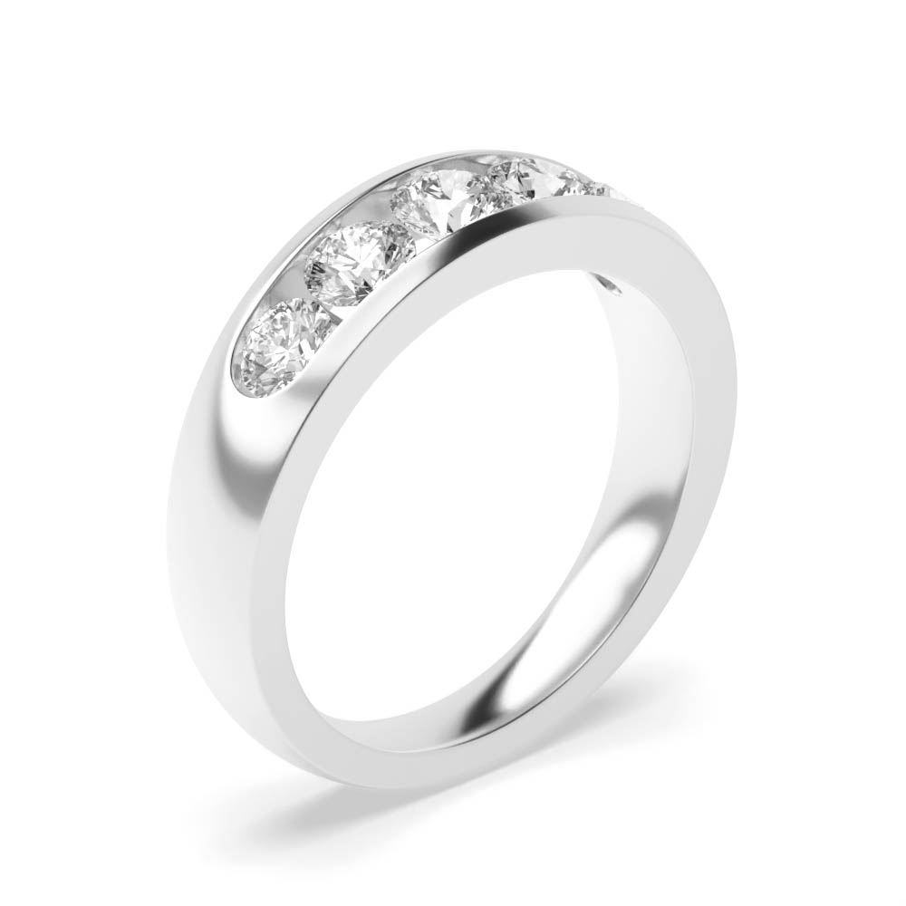 5 Stone Channel Setting Round Diamond Half Eternity Ring
