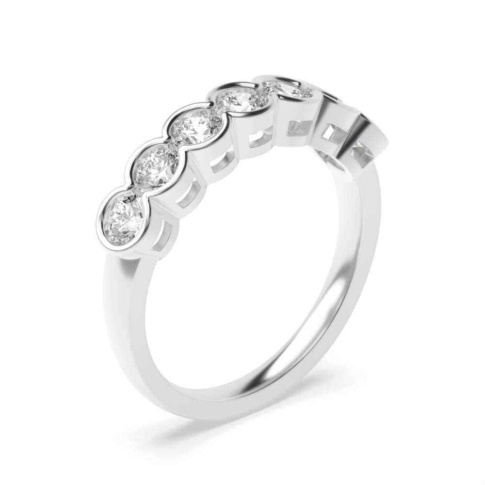 Semi Bezel Setting Plain Seven Stone Ring