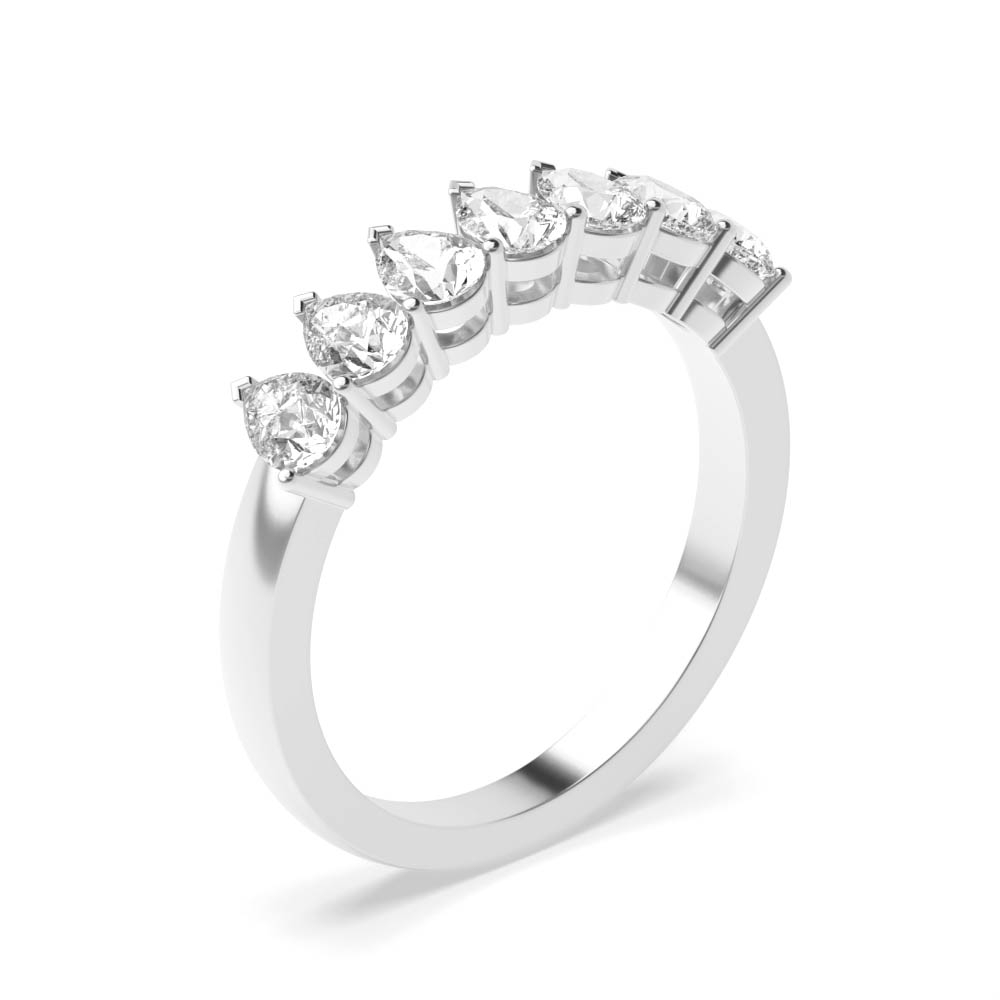 3 Prong Setting Pear Shape Seven Stone Ring