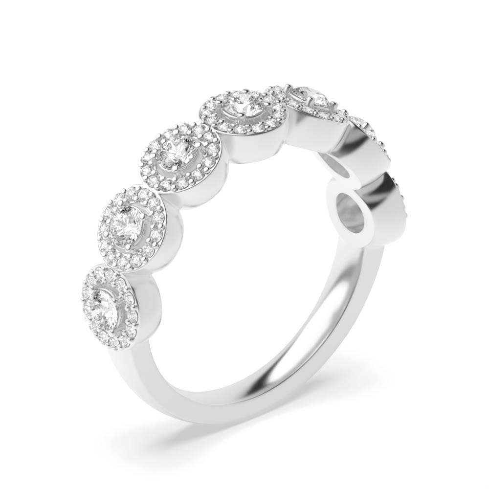 7 Stone Half Eternity Halo Wedding Ring