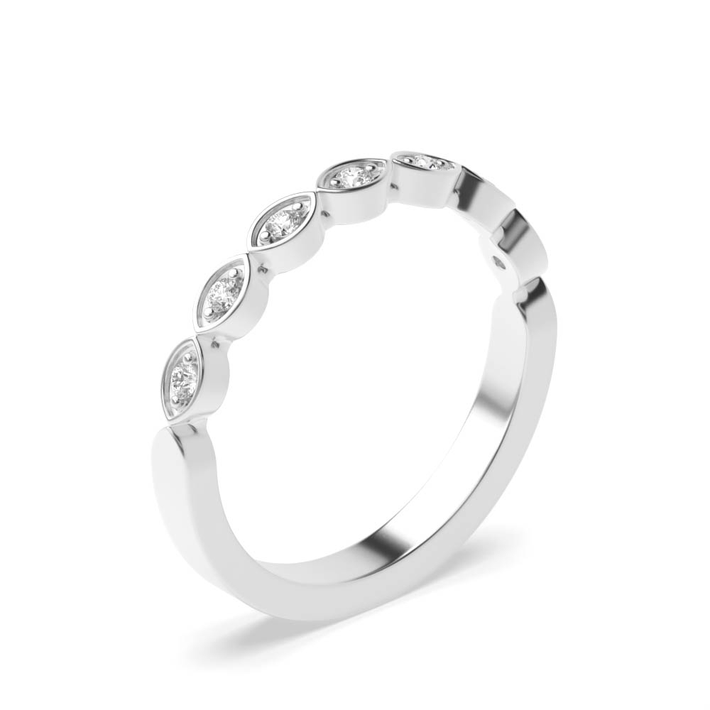 Pave Setting Round Shape Half Eternity Ring
