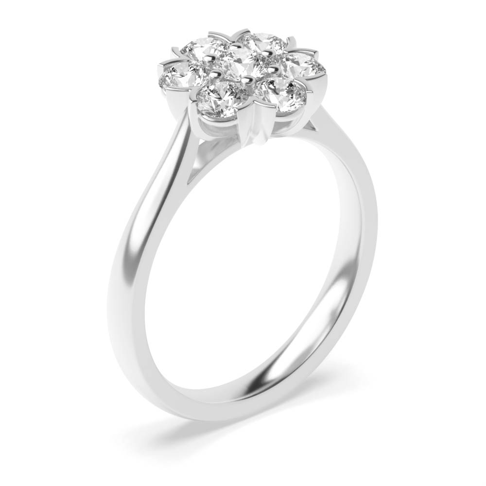 Flower Shape Round Cluster 7 Stone Diamond Ring