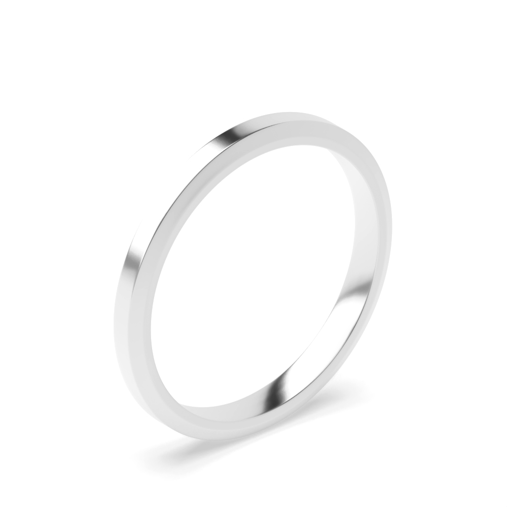 Bevelled Edge and Brushed Flat Court Plain Women Wedding Bands (2.0 - 6.0mm)