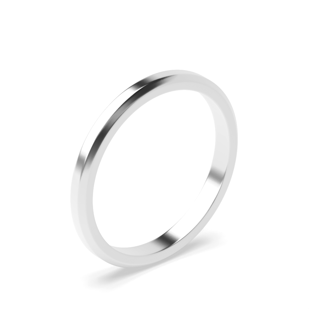 Bevelled Edge Polished Flat Court Plain Women Wedding Bands (2.0 - 6.0mm)